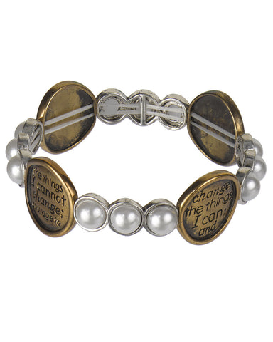 Serenity Prayer Two-tone Imitation Pearl Bracelet with Book Mark " God Grant me the Se..."