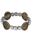 Serenity Prayer Two-tone Imitation Pearl Bracelet with Book Mark 