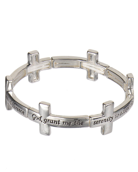 Serenity Prayer Multiple Cross Bracelet with Book Mark " God Grant me the Serenity.."- Jewelry Nexus