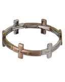 The Lord's Prayer Engraved Cross Charm Stretch Bracelet 