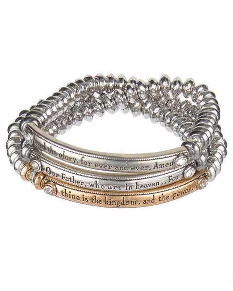 Inspirational Religious Pray Engraved ID Multi Layer Bead Stretch Bracelet - Jewelry Nexus