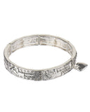 1 Corinthians 13:4 Heart Charm Hammered Stretch Bracelet 