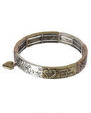 1 Corinthians 13:4 Heart Charm Hammered Stretch Bracelet 