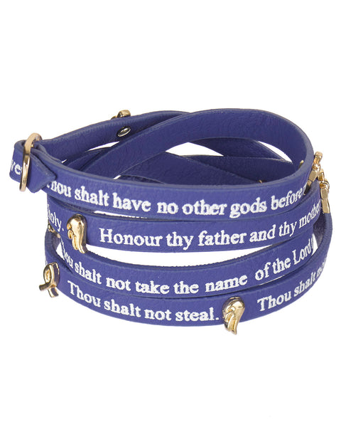 The 10 Commandments Inspirational Religious Faux Leather Wrap Around Bracelet - Jewelry Nexus