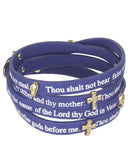 The 10 Commandments Inspirational Religious Faux Leather Wrap Around Bracelet - Jewelry Nexus