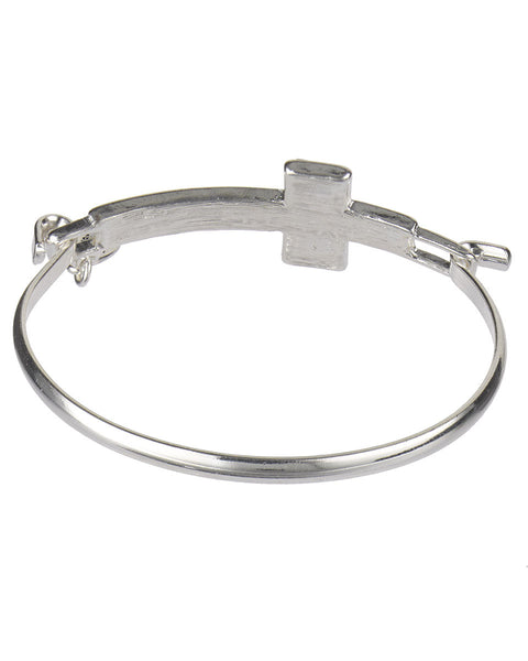 Serenity Prayer Written In Cross & Charm Wire Bangle Bracelet " God Grant me the ..."- Jewelry Nexus