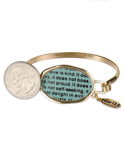1 Corinthians 13:4  Charm Inspirational Bangle Bracelet "Love is patient love..." - Jewelry Nexus