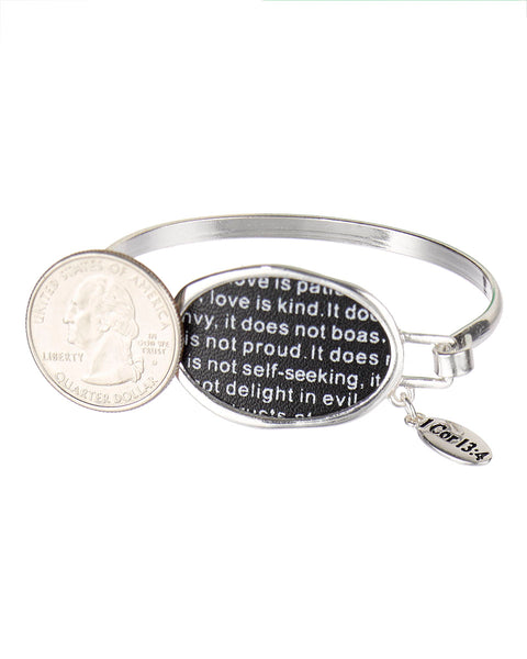 1 Corinthians 13:4  Charm Inspirational Bangle Bracelet "Love is patient love..." - Jewelry Nexus