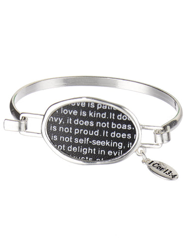 1 Corinthians 13:4  Charm Inspirational Bangle Bracelet "Love is patient, love..." - Jewelry Nexus