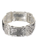 The Lord's Prayer Engraved Hammered Stretch Bracelet 