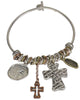 The Lord's Prayer & Cross Charms Wire Bangle Bracelet " Our Father, who art in...." - Jewelry Nexus