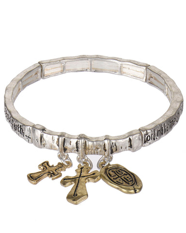 1 Samuel 16:07 Inspirational Cross & Love Charm Stretch Bracelet with Prayer Bookmark- Jewelry Nexus