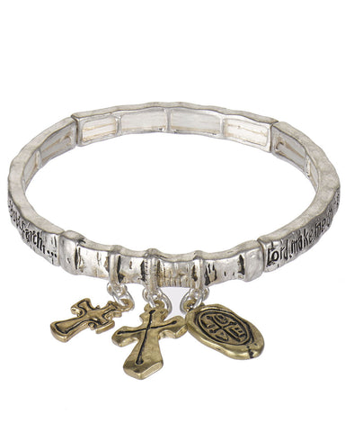 1 Samuel 16:07 Inspirational Cross & Love Charm Stretch Bracelet with Prayer Bookmark- Jewelry Nexus