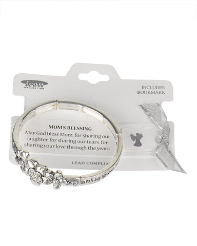 Mom's Blessing Prayer Engraved Inspirational Stretch Bracelet with Prayer Bookmark - Jewelry Nexus