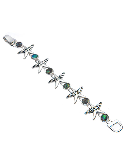 Starfish & Green Brown Abalone Shell Tennis Bracelet