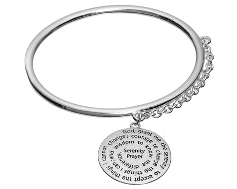 Jewelry Nexus Serenity Prayer Medallion Charm Chain Bangle Bracelet