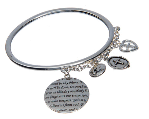 Jewelry Nexus Lords Prayer Medallion Charm Chain Bangle Bracelet