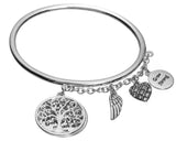 Tree of Life Family Quote Bracelet with an Angel Wing & Heart Charm