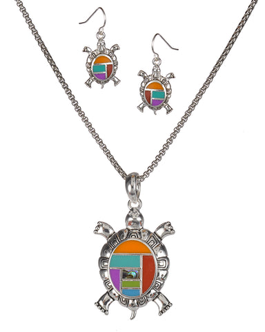 Silver-Tone Pink Yellow Orange Purple Green Crystal Dragonfly Pendant Popcorn Chain & Earrings
