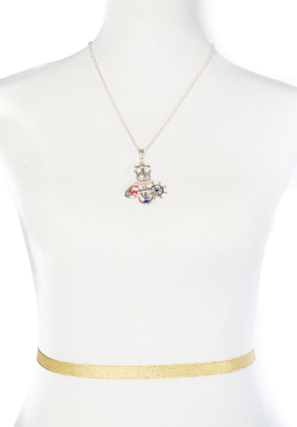 Dainty Elegant Anchor Sail Boat Helm Rolo Chain Pendant Necklace
