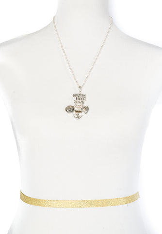 Faith Hope Love Cross Heart Anchor Pendant Rolo Chain Necklace