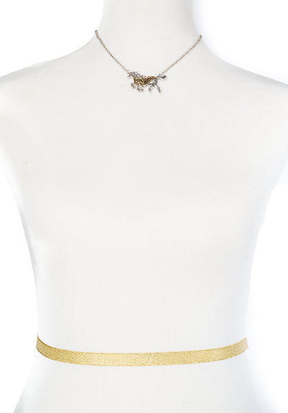 Engraved Two-Tone Galloping Horse Chain Necklace