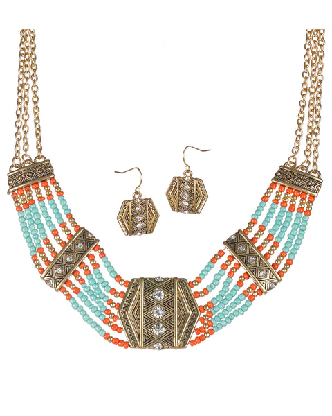 Gold-tone Blue & Red