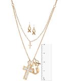 Cross Ribbon Lords Prayer Earring Set Our Father Who Art in Heaven Necklace & Earrings