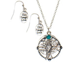 Tree of Life Live Laugh Love Every Moment Inspirational Necklace & Earring Set