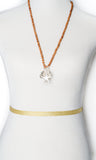 Starfish Sea Shell Sand Dollar & Imitation Pearl Long Rosary Necklace & Earring Set