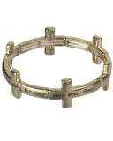 The Lord's Prayer Engraved Cross Charm Stretch Bracelet 