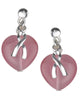 Pink Ribbon & Heart Pendant 16" Necklace Set with Matching Earrings - Jewelry Nexus