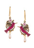 Silver Forest Red Hummingbird Drop 18K Plated Earrings Ne-0424