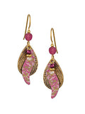 Silver Forest Disc Pink Shimmering Drop 18K Plate Earrings Ne-0570a