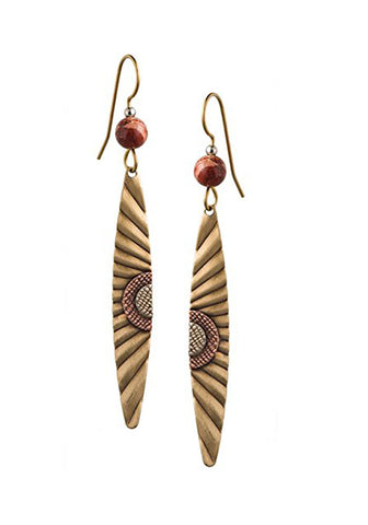 Silver Forest Antique Sunrise Dangle Gold-tone Earrings Ne-0670