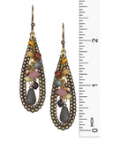 Gold & Multicolor Dangling Tear Drop Beaded Earrings on Surgical Steel by Silver Forest