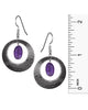 Round Hammered Drop Earring With Central Purple Bead Earrings on Surgical Steel by Silver Forest