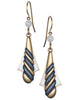 Green Long Tear Drop Candy Cane Stripe & White shield Background Dangle Earrings Silver Forest