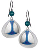 Genuine Shell Layered Tear Drop Earrings with Blue Satin Finish by Silver Forest