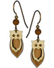 Gold-tone & Copper-tone Tear Drop Owl French Wire Earrings by Silver Forest