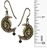 Gold Mermaid Green Sun Antique Crescent Moon Bead Filigree Earring on Surgical Steel - Silver Forest