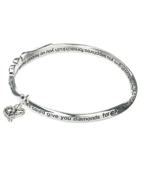 Mothers Prayer Twist Engraved Bangle Bracelet & Mom Charm Prayer Card Included
