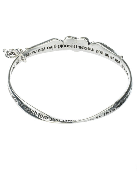 Mothers Prayer Twist Engraved Bangle Bracelet & Mom Charm Prayer Card Included