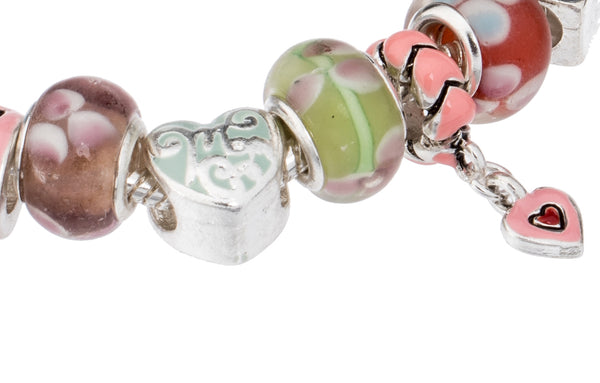 Silver-tone MOM Theme Red Heart Cut & Crystal Stretch Adjustable Ring