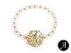 "A" Designer Monogram Imitation Pearl Stretch Bracelet by Jewelry Nexus