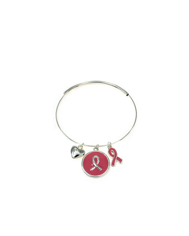 Pink Ribbon & Heart Charm Adjustable Bracelet " Pink is the Color of Strength"- Jewelry Nexus