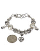 Mom Theme Heart Charm Designer Finish Imitation Pearl & Bead Bracelet - Jewelry Nexus