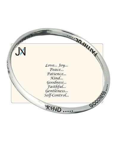 Love Joy Peace Patience Kindness Goodness Faithfulness Gentleness Self-control Twist Bangle Bracelet