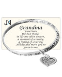 Grandma's Love Prayer Twist Engraved Bangle Bracelet with Heart Charm by Jewelry Nexus