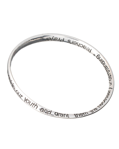 Teachers Prayer Twist Engraved Bangle Bracelet Lord let me be a teacher of Knowledge who will guide